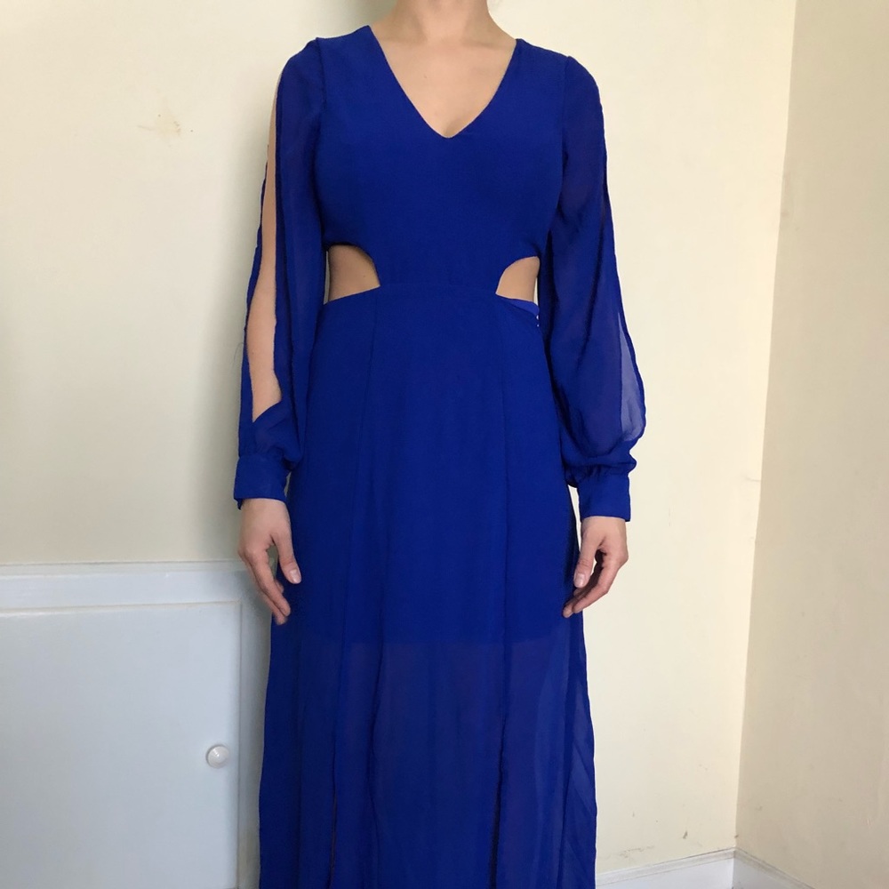 Blue Chiffon Maxi Dress